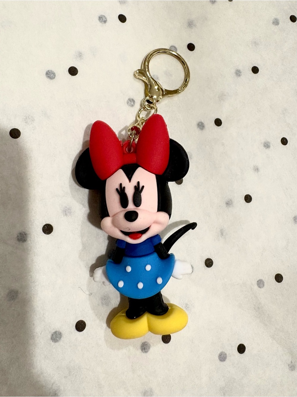 NWOT Minnie Rubber Key Chain Black With Gold Hardware